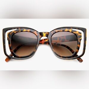 Women’s Double Frame Oversized Square Sunglasses – Brown Tortoise